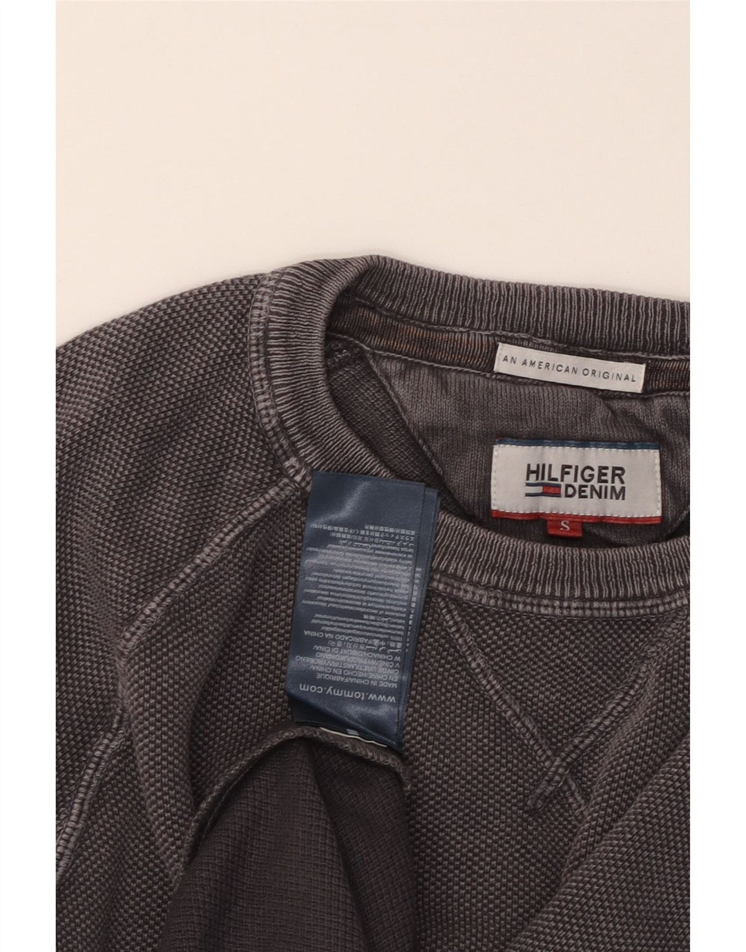 TOMMY HILFIGER Mens Sweatshirt Jumper Small Grey Cotton