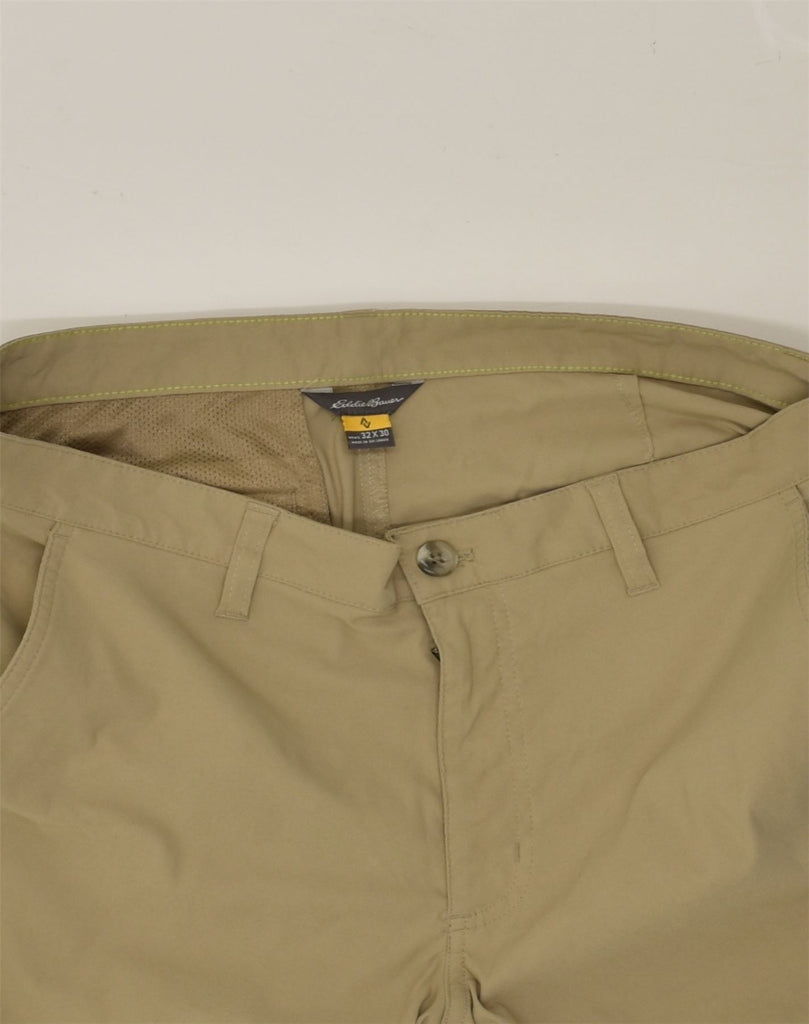 EDDIE BAUER Mens Straight Chino Trousers W32 L30 Khaki Nylon | Vintage Eddie Bauer | Thrift | Second-Hand Eddie Bauer | Used Clothing | Messina Hembry 