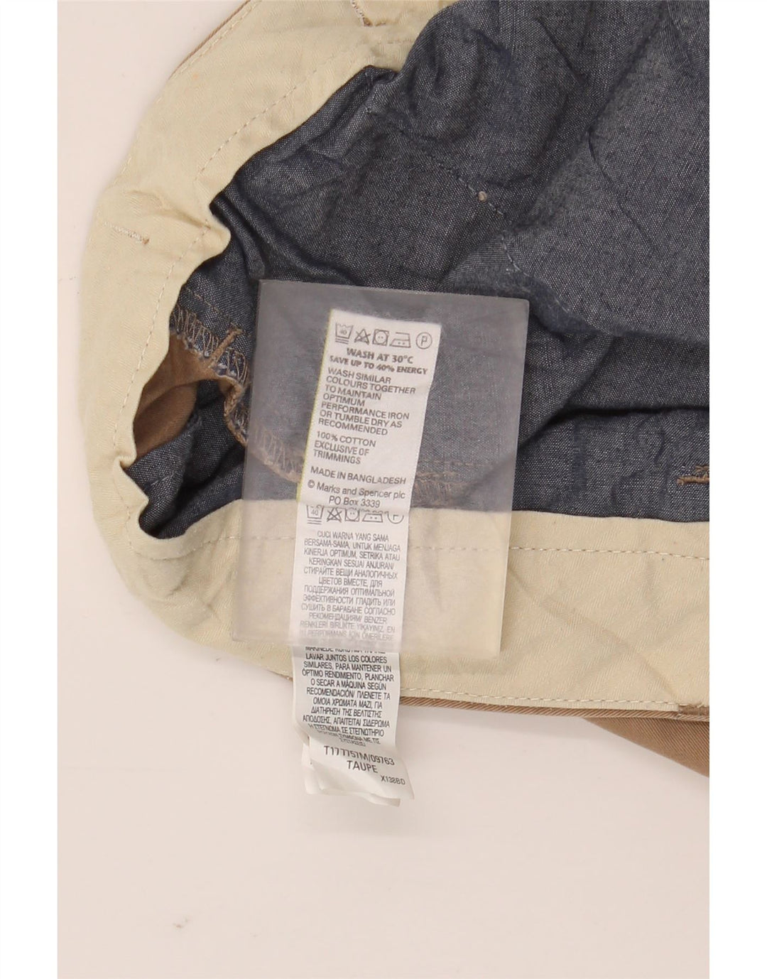 Marks & Spencer Mens Chino Shorts W40 XL Beige Cotton