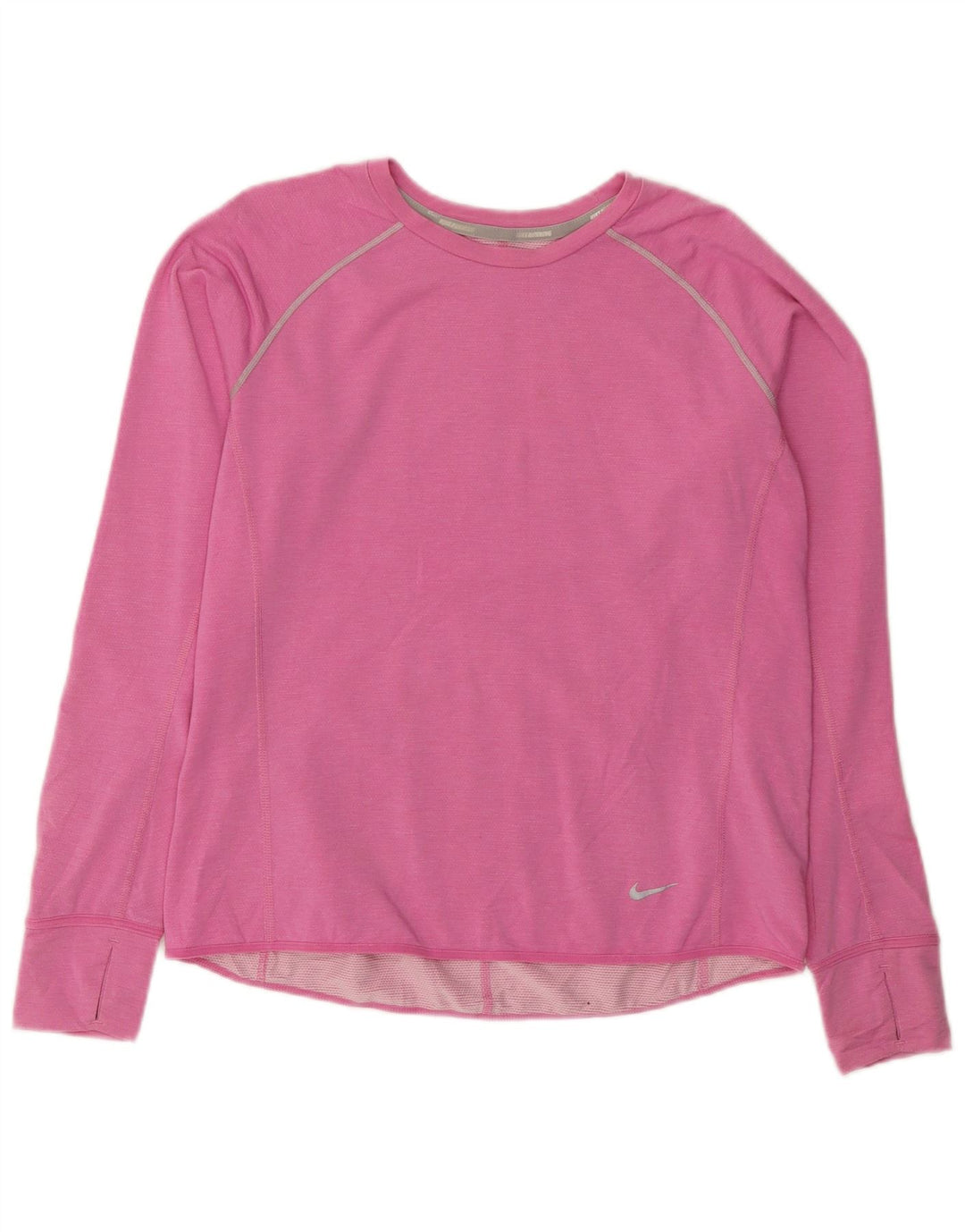 NIKE Womens Dri Fit Top Long Sleeve UK 18 XL Pink Lyocell