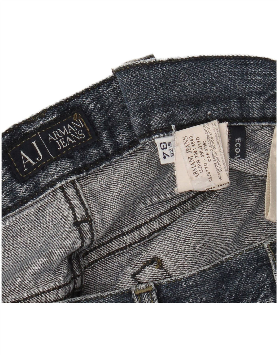 Armani Mens Straight Jeans W34 L28 Navy Blue Cotton