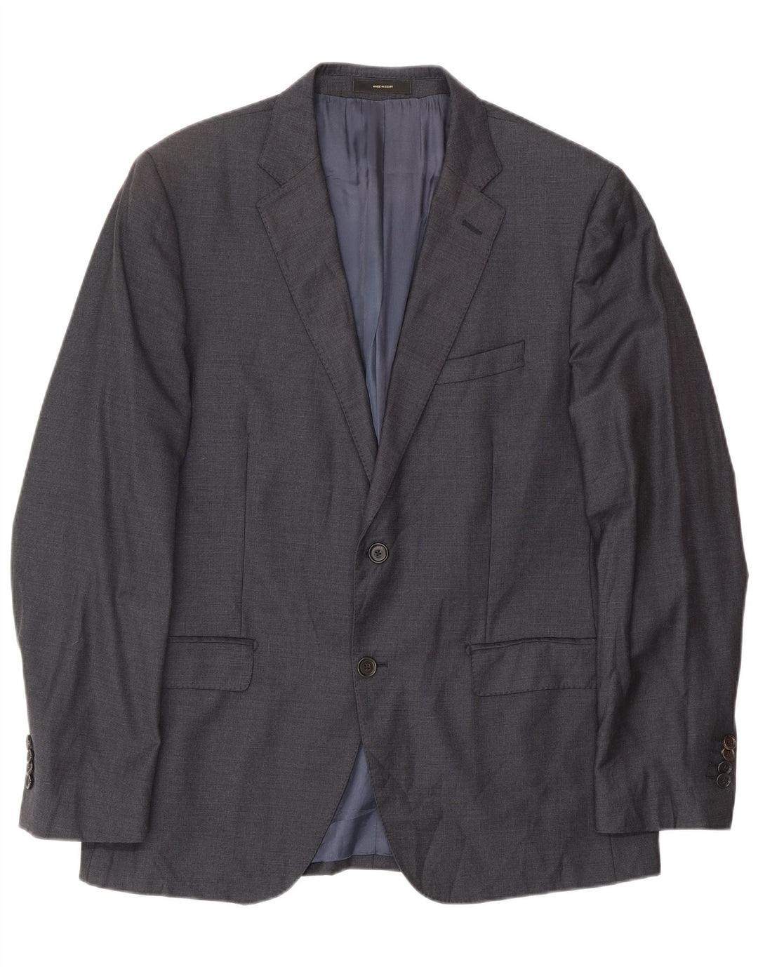 MASSIMO DUTTI Mens 2 Button Blazer Jacket EU 52 Large Navy Blue Wool