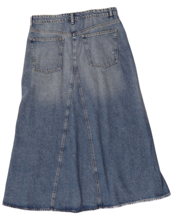 Zara Womens High Waist Denim Skirt XL W32  Blue Cotton