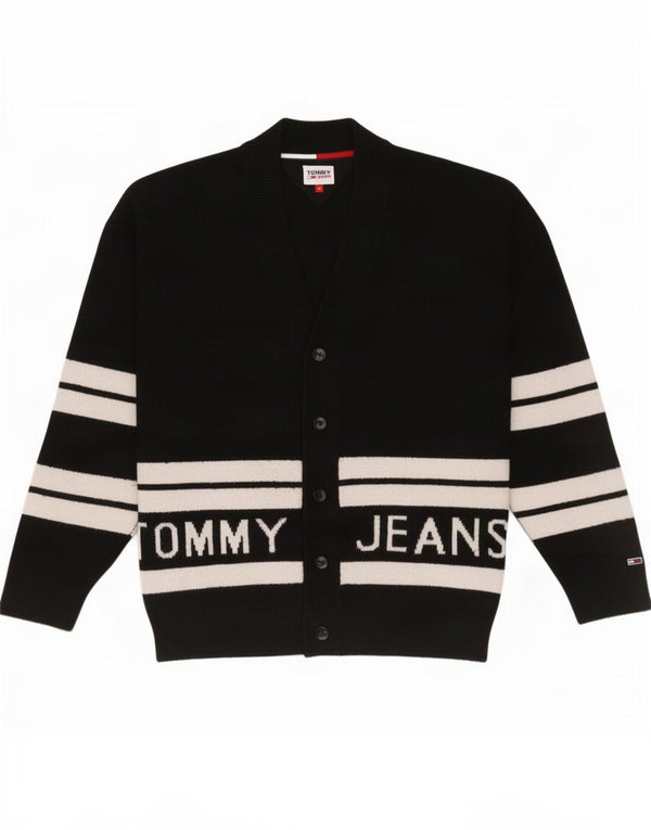 Tommy Hilfiger Mens Graphic Cardigan Sweater Medium Black Colourblock