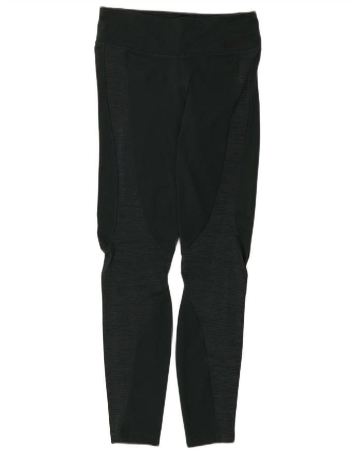 NIKE Womens Dri Fit Leggings UK 12 Medium Green Nylon