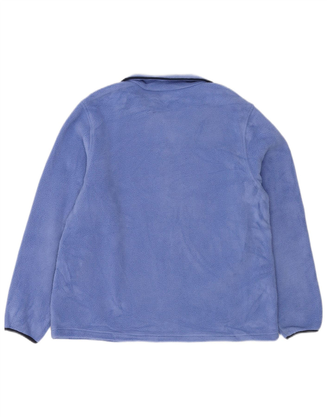 L.L.BEAN Womens Button Neck Fleece Jumper UK 14 Medium Blue Polyester