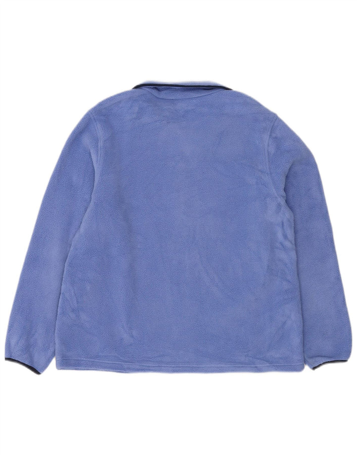 L.L.BEAN Womens Button Neck Fleece Jumper UK 14 Medium Blue Polyester