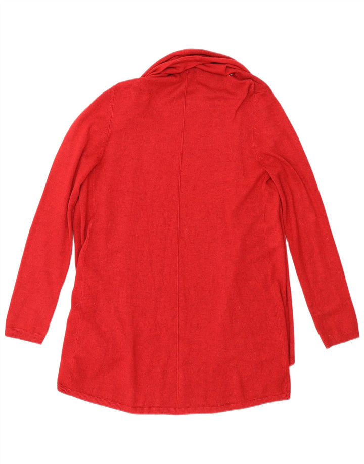 Zara Womens Open Cardigan Sweater UK 12 Medium Burgundy Viscose