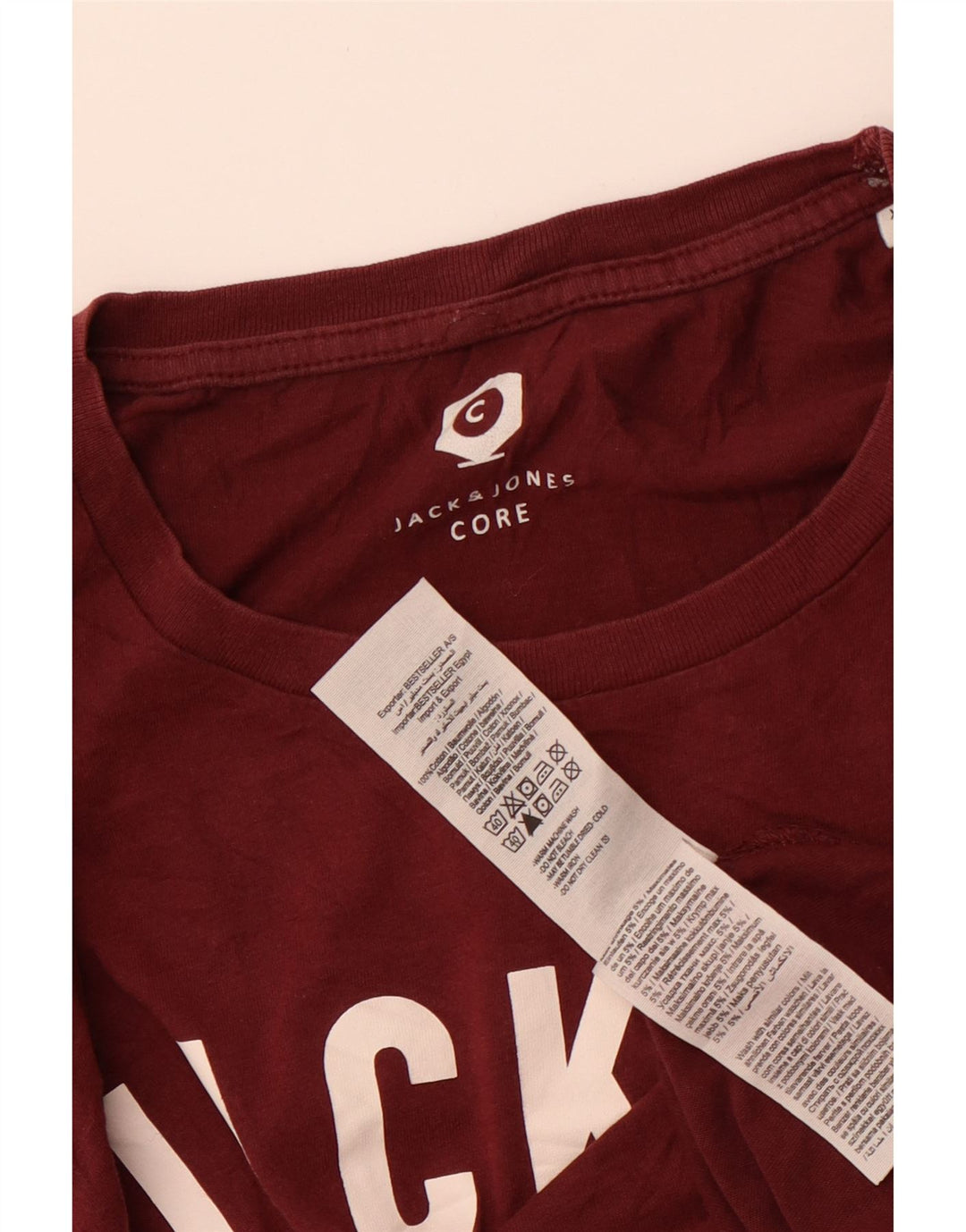 Jack & Jones Mens Graphic T-Shirt Top XL Maroon Cotton