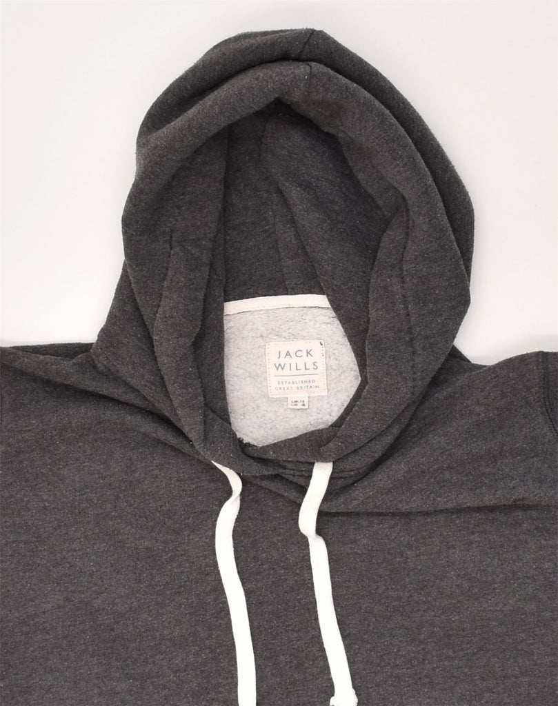 JACK WILLS Womens Graphic Hoodie Jumper UK 12 Medium  Grey Cotton | Vintage Jack Wills | Thrift | Second-Hand Jack Wills | Used Clothing | Messina Hembry 