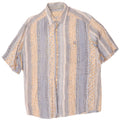 GREEN LEAVES Mens Short Sleeve Shirt Large Blue Geometric Viscose