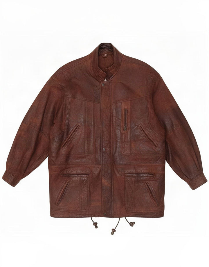 CLASSIC Mens Leather Jacket UK 42 XL Brown