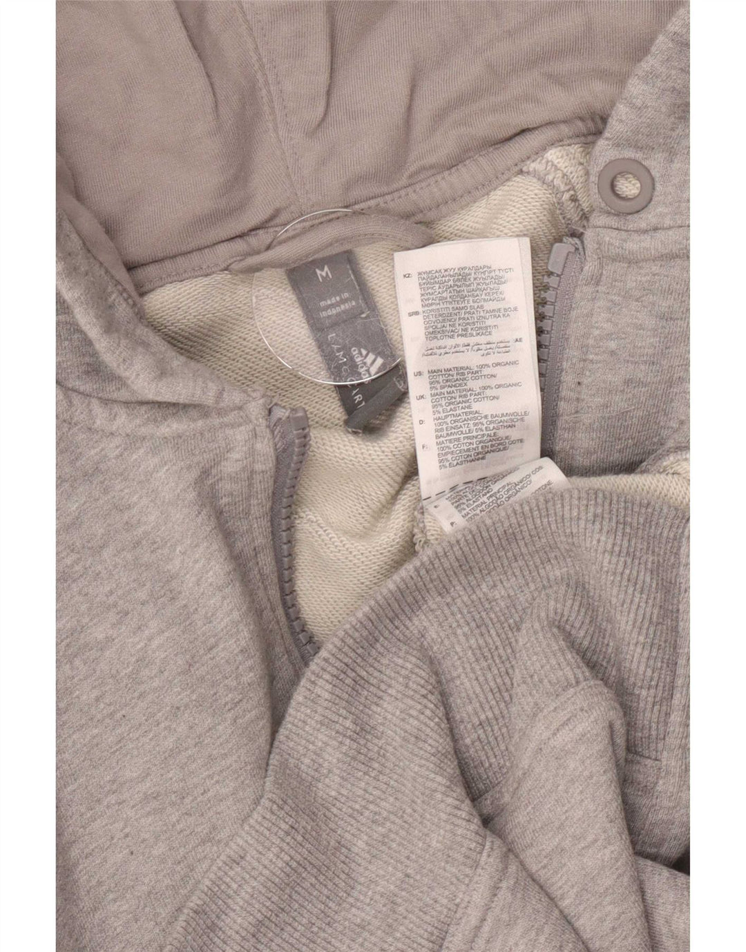 Adidas Mens Zip Hoodie Sweater Medium Grey Cotton