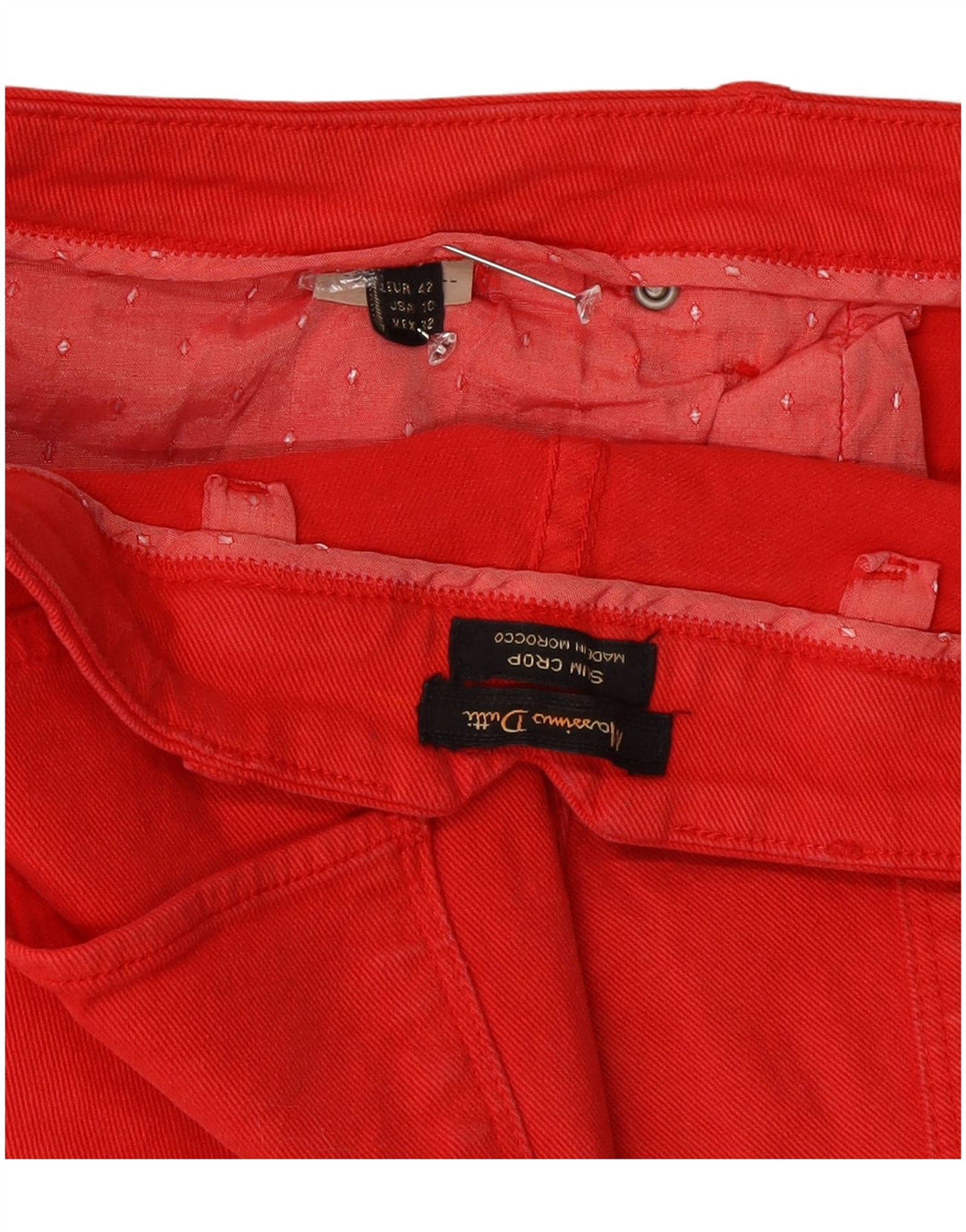 Massimo Dutti Womens Slim Fit Cropped Jeans EU 42 Large W32 L28 Red