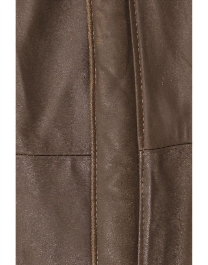 Vintage Mens Military Leather Jacket IT 52 XL Brown