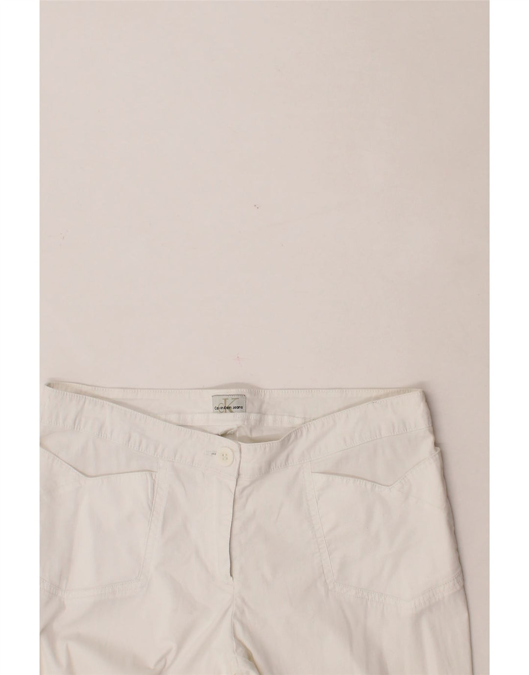 CALVIN KLEIN Womens Bootcut Casual Trousers W30 L32 White Cotton Vintage Calvin Klein and Second-Hand Calvin Klein from Messina Hembry 