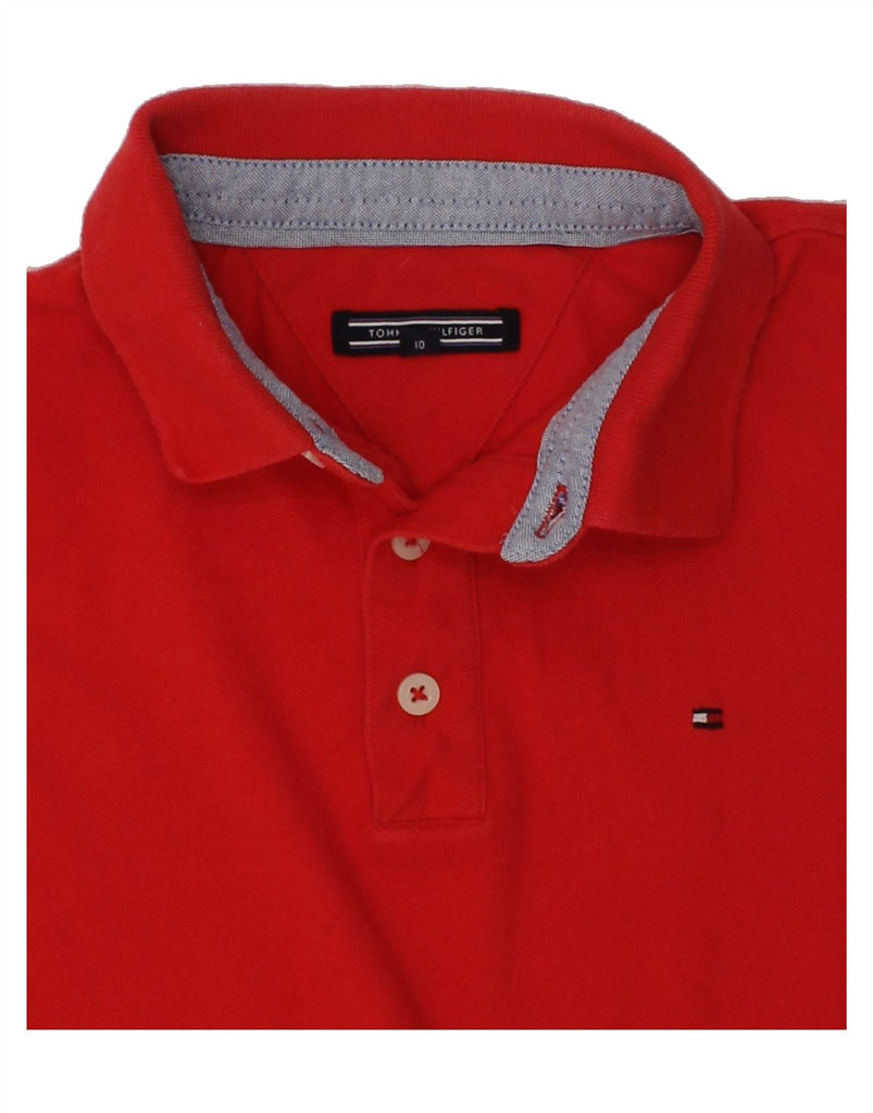 TOMMY HILFIGER Boys Polo Shirt 9-10 Years Red Cotton | Vintage Tommy Hilfiger | Thrift | Second-Hand Tommy Hilfiger | Used Clothing | Messina Hembry 