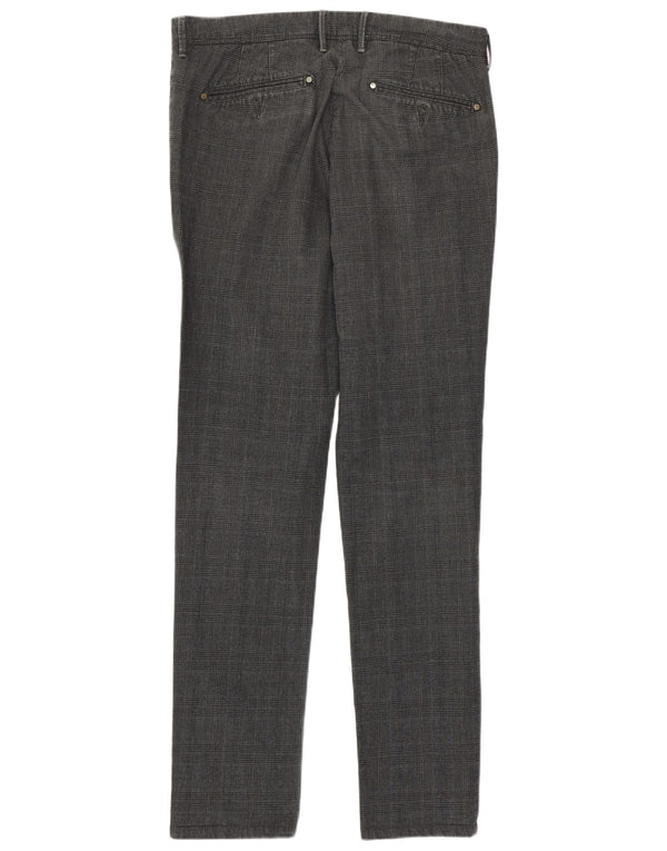 Rifle Mens Slim Chino Trousers W30 L32 Grey Houndstooth Cotton