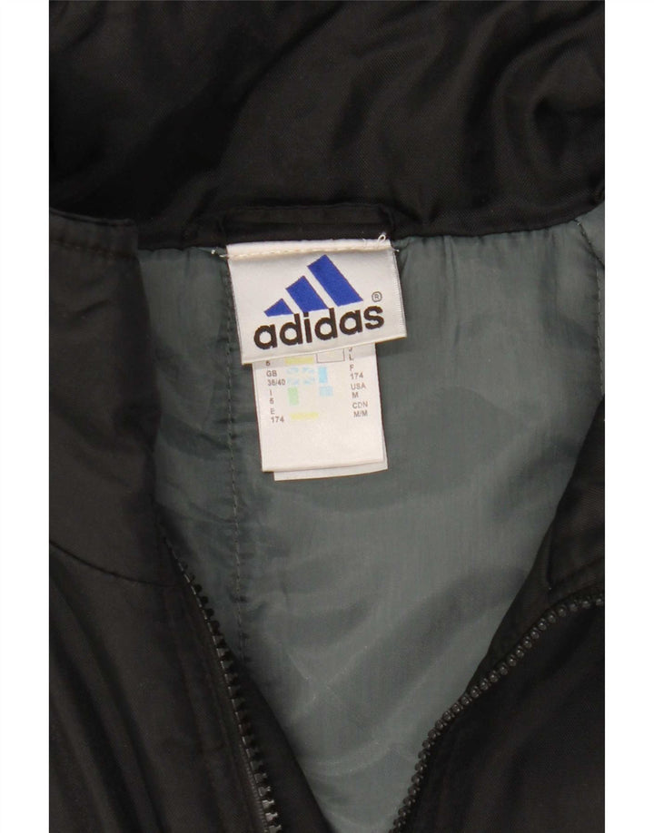 Adidas Mens Graphic Hooded Padded Jacket UK 38/40 Medium Black Polyester