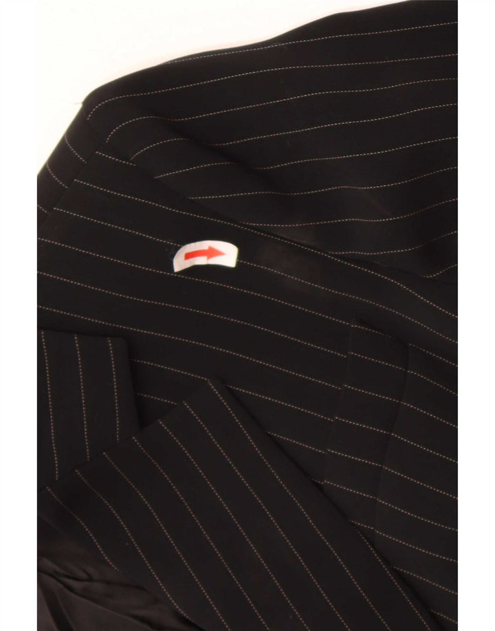 Emporio Armani Womens 1 Button Blazer Jacket UK 8 Small Black Pinstripe
