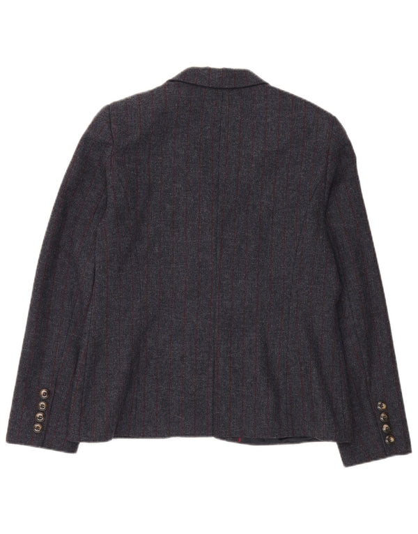Crew Clothing Womens 2 Button Blazer Jacket UK 14 Large Grey Pinstripe Wool