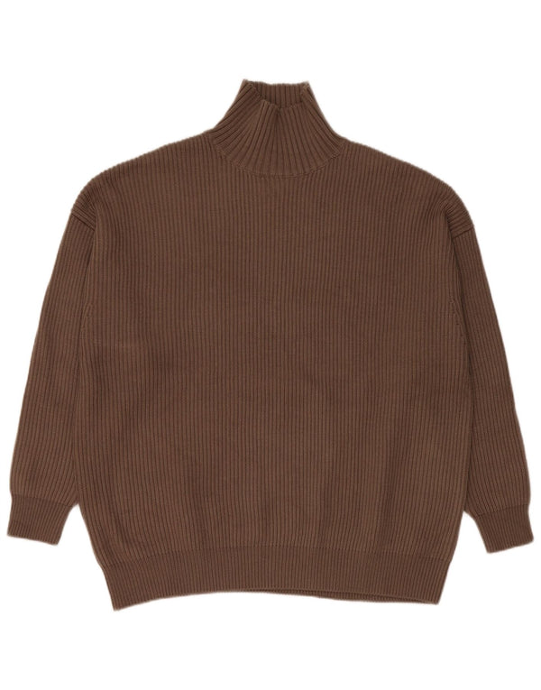 Zara Womens Oversized Turtle Neck Jumper Sweater UK 10 Small Brown