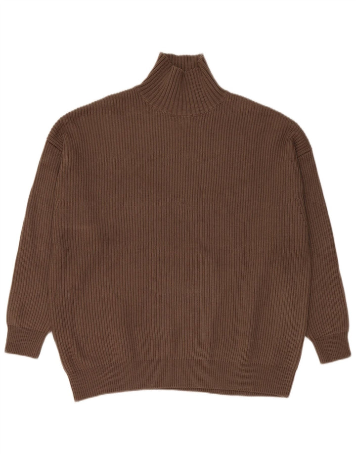Zara Womens Oversized Turtle Neck Jumper Sweater UK 10 Small Brown