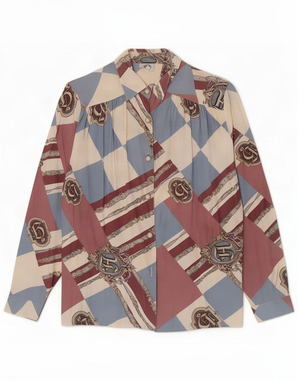 Vintage Womens Long Sleeve Abstract Shirt Blouse UK 10 Small Multicoloured