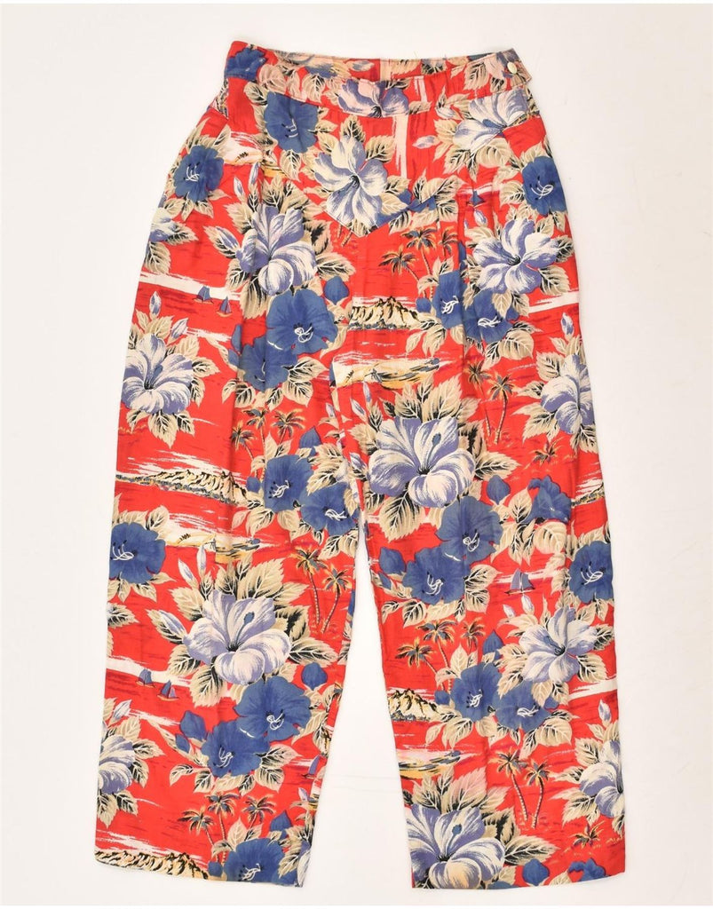 VINTAGE Womens Cullotes Casual Trousers W26 L24 Red Floral | Vintage Vintage | Thrift | Second-Hand Vintage | Used Clothing | Messina Hembry 