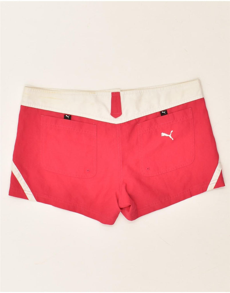 PUMA Womens Graphic Casual Shorts UK 12 Medium W30 Red Colourblock Vintage Puma and Second-Hand Puma from Messina Hembry 