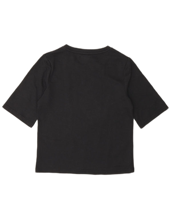 U.S. Polo Assn. Womens Crop T-Shirt Top UK 6 XS Black Cotton
