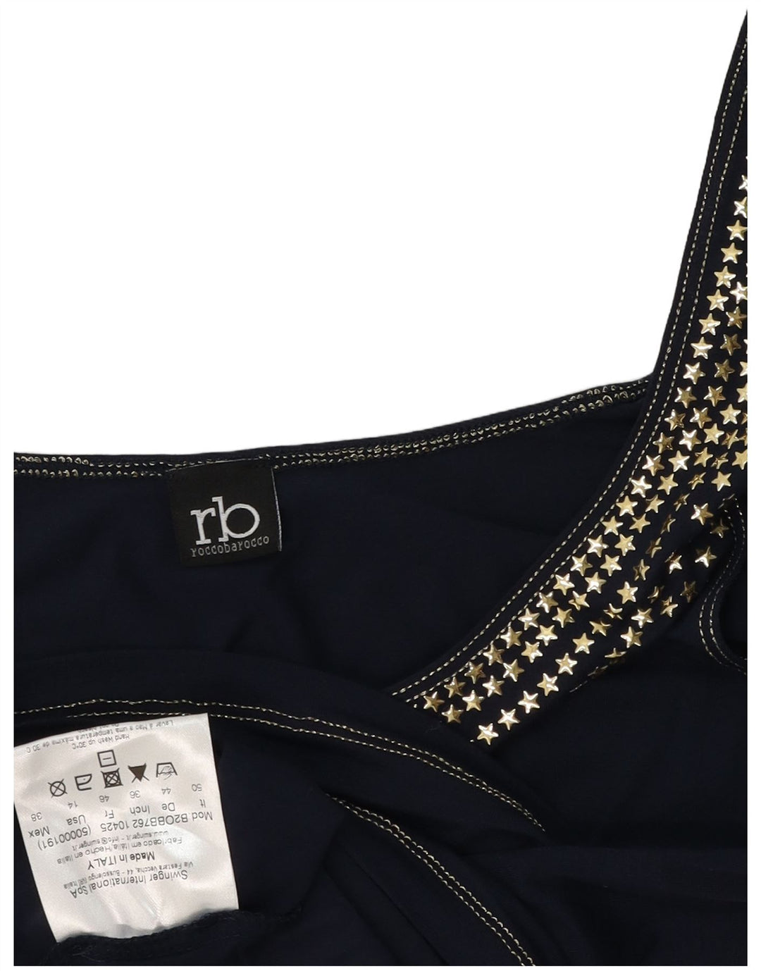 Roccobarocco Womens Crop Graphic Vest Top IT 50 XL Navy Blue