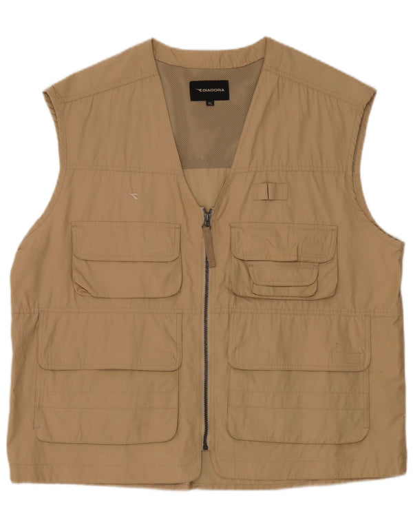 Diadora Mens Utility Gilet UK 42 XL Beige Cotton