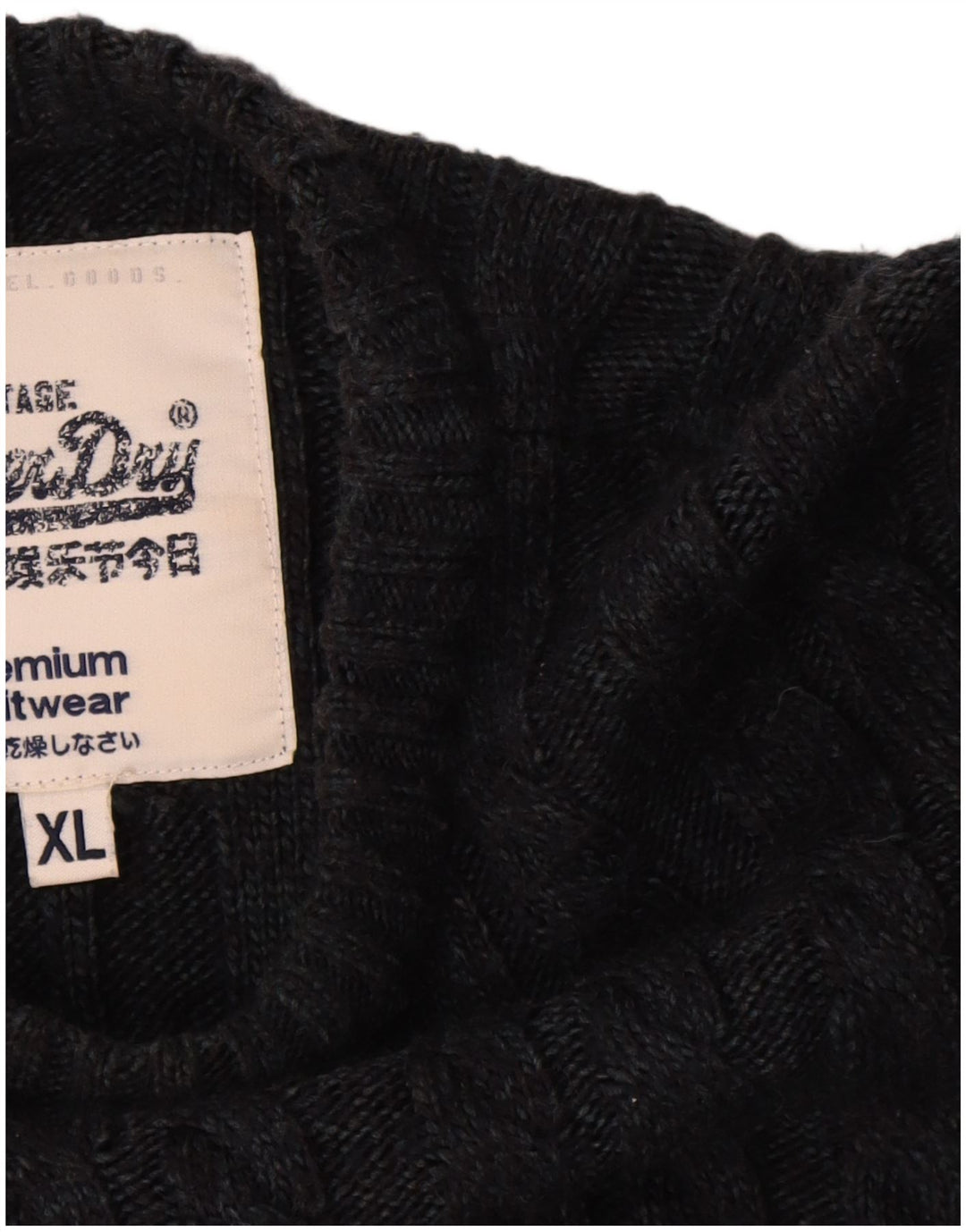 Superdry Mens Boat Neck Jumper Sweater XL Black Acrylic
