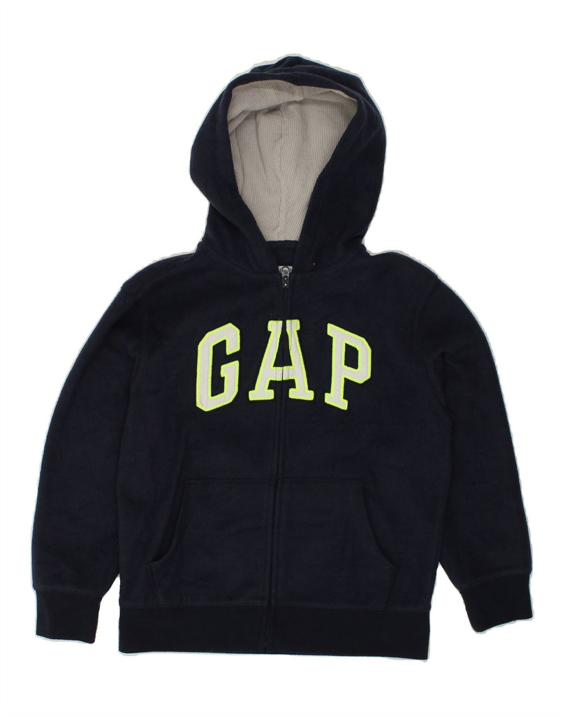 GAP Boys Graphic Zip Hoodie Sweater 10-11 Years Medium Navy Blue Polyester | Vintage Gap | Thrift | Second-Hand Gap | Used Clothing | Messina Hembry 