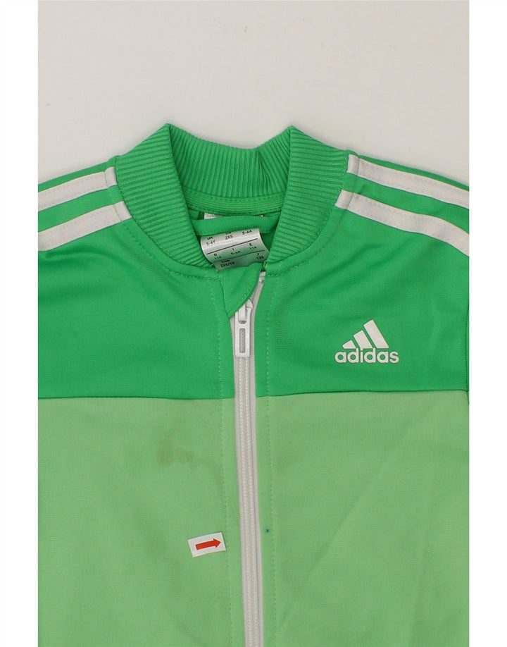 ADIDAS Girls Tracksuit Top Jacket 5-6 Years Green Polyester Vintage Adidas and Second-Hand Adidas from Messina Hembry 