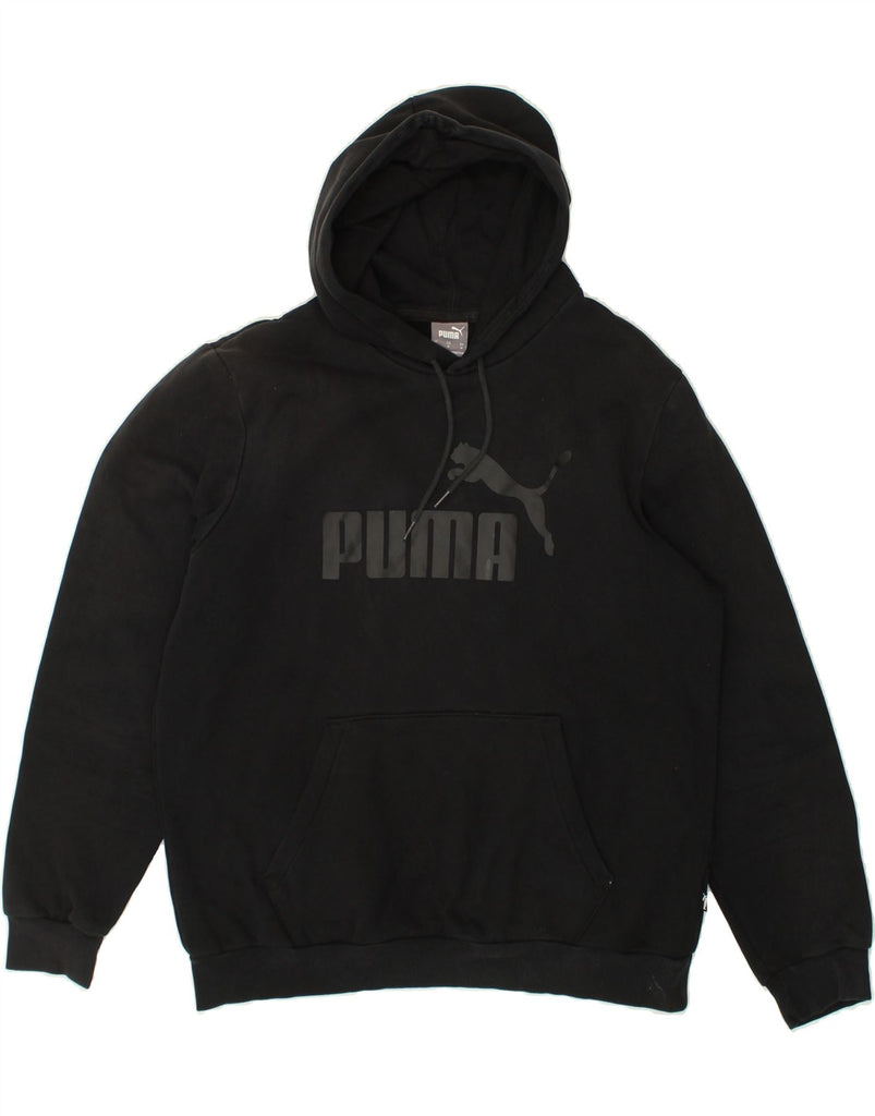 PUMA Mens Graphic Hoodie Jumper Medium Black Cotton | Vintage Puma | Thrift | Second-Hand Puma | Used Clothing | Messina Hembry 