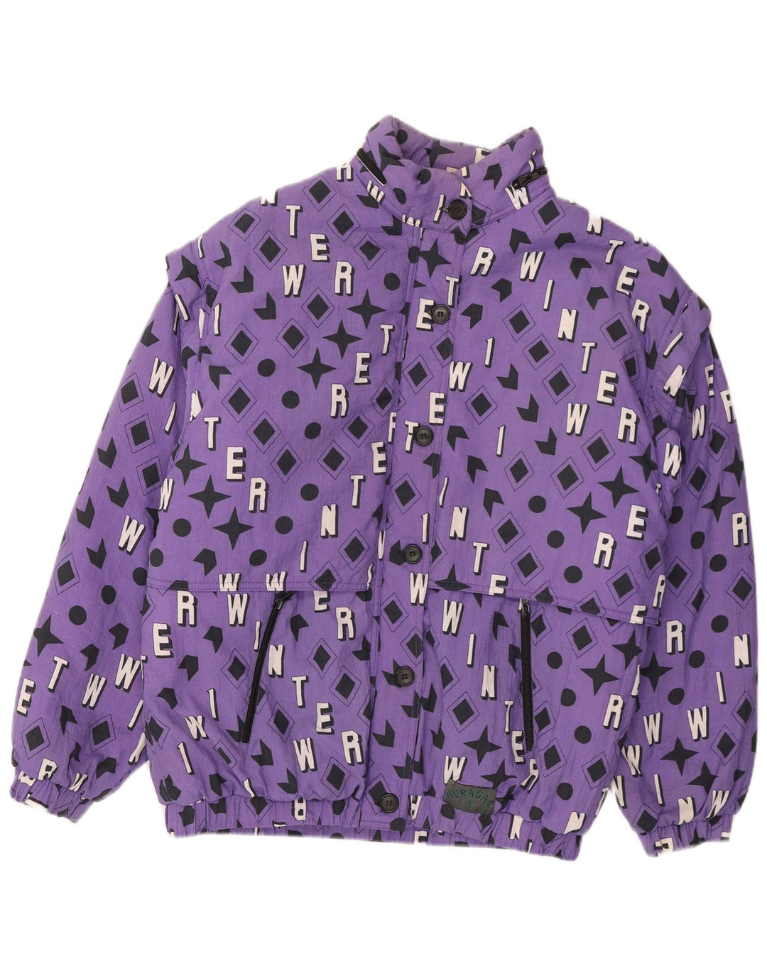Vintage Mens Bomber Jacket UK 40 Large Purple Geometric