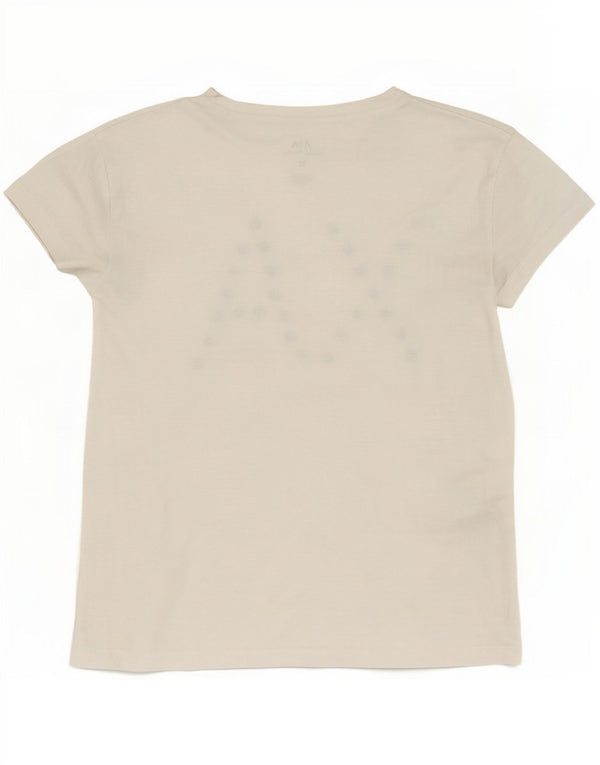 Armani Exchange Womens Oversized Graphic T-Shirt Top UK 6 XS White Cotton