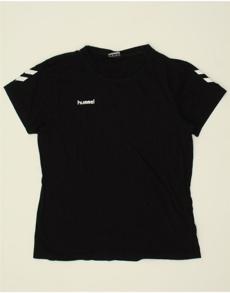 HUMMEL Womens T-Shirt Top UK 14 Large Black Cotton | Vintage Hummel | Thrift | Second-Hand Hummel | Used Clothing | Messina Hembry 