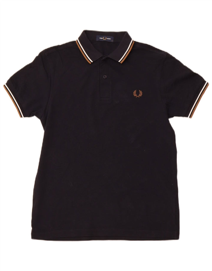 FRED PERRY Mens Polo Shirt Small Navy Blue Cotton