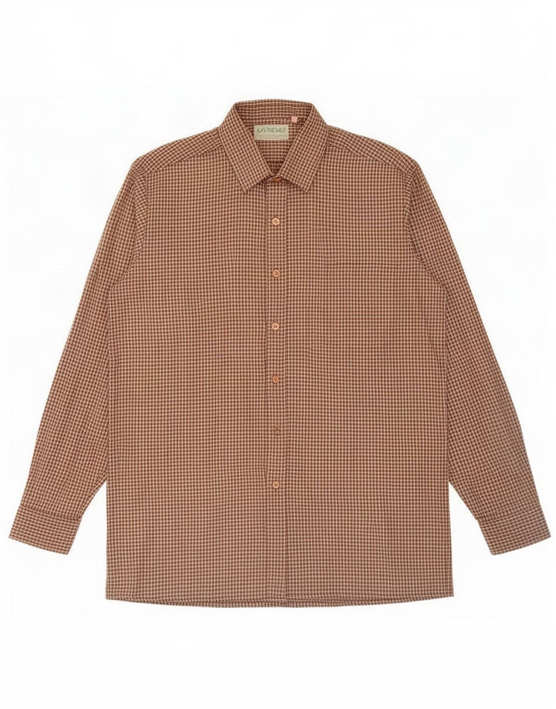 Gleneske Mens Flannel Shirt Size 39 15 1/2 Medium Beige Houndstooth