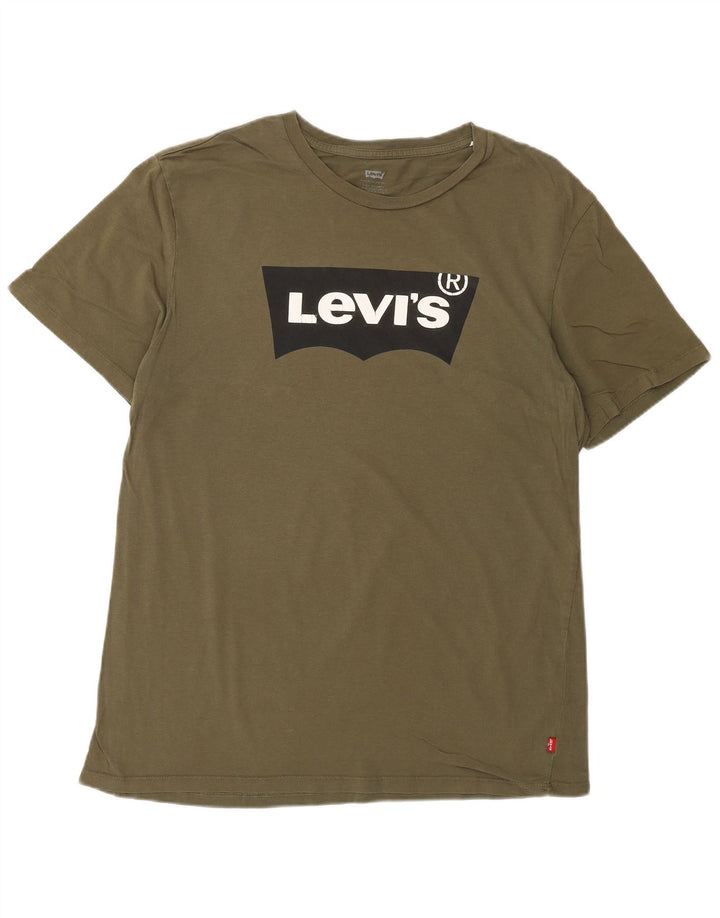 LEVI'S Mens Graphic T-Shirt Top Large Khaki Cotton