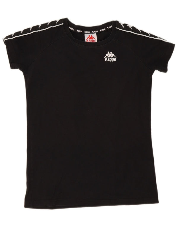 Kappa Womens Graphic T-Shirt Top UK 10 Small Black Cotton