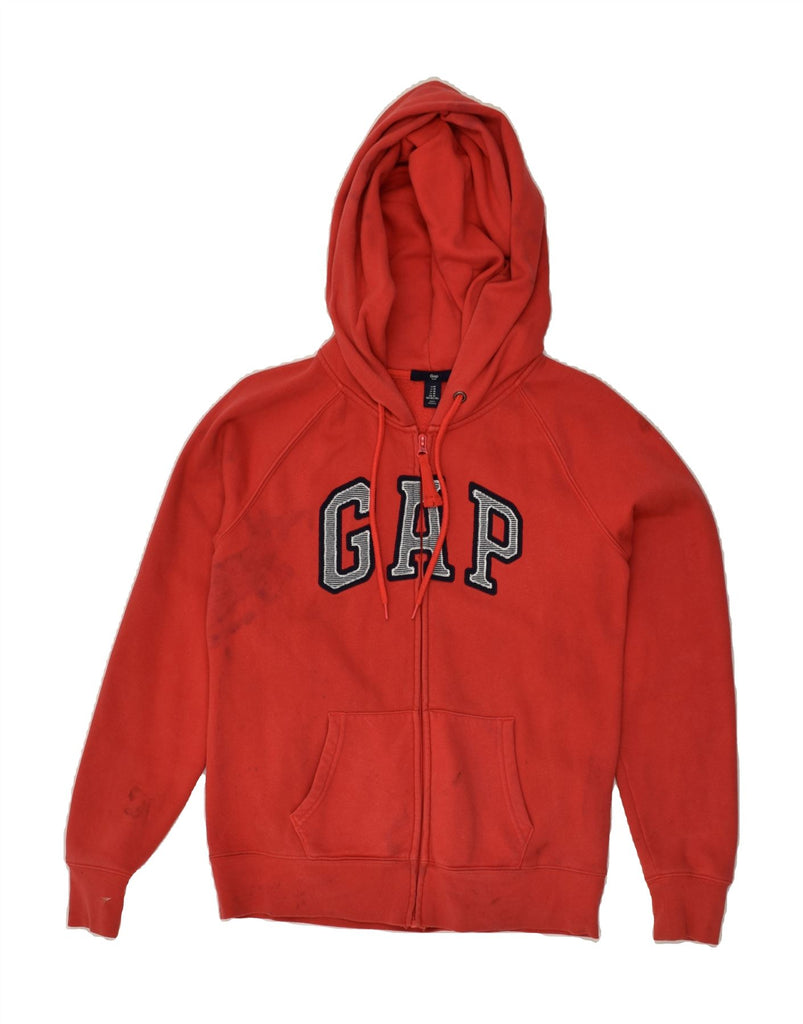 GAP Womens Graphic Zip Hoodie Sweater UK 14 Medium Red Cotton | Vintage Gap | Thrift | Second-Hand Gap | Used Clothing | Messina Hembry 