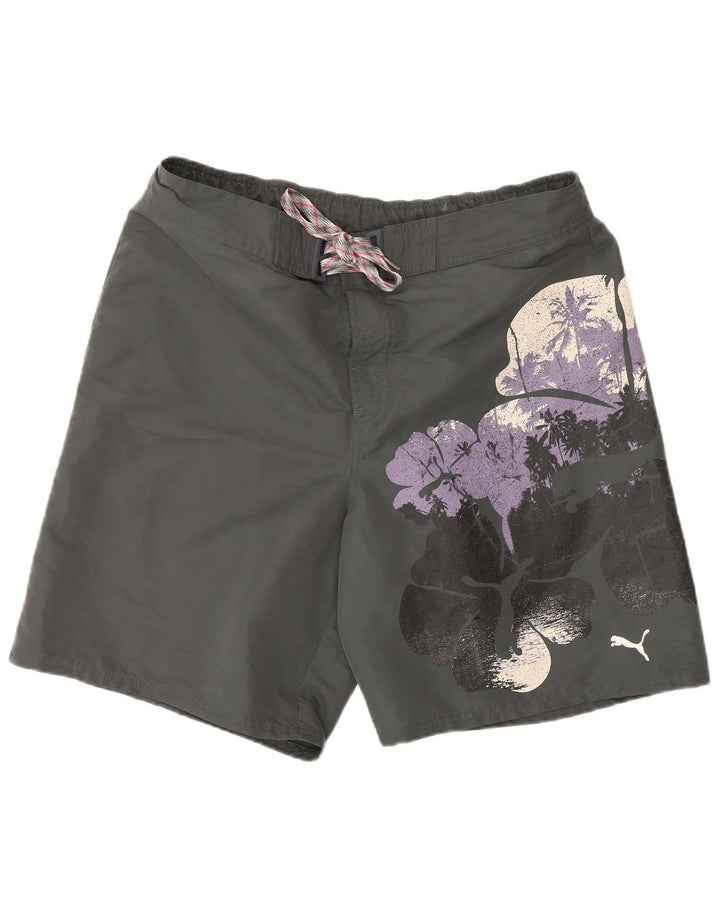 PUMA Mens Swimming Shorts Large  Grey Floral