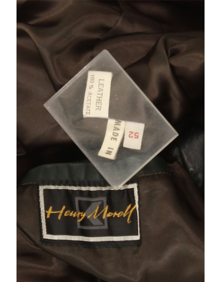 Henry Morell Mens 3/4 Sleeve Leather Jacket IT 52 XL Black Leather