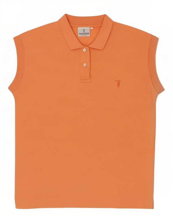 Trussardi Womens Polo Shirt UK 10 Small Orange Cotton