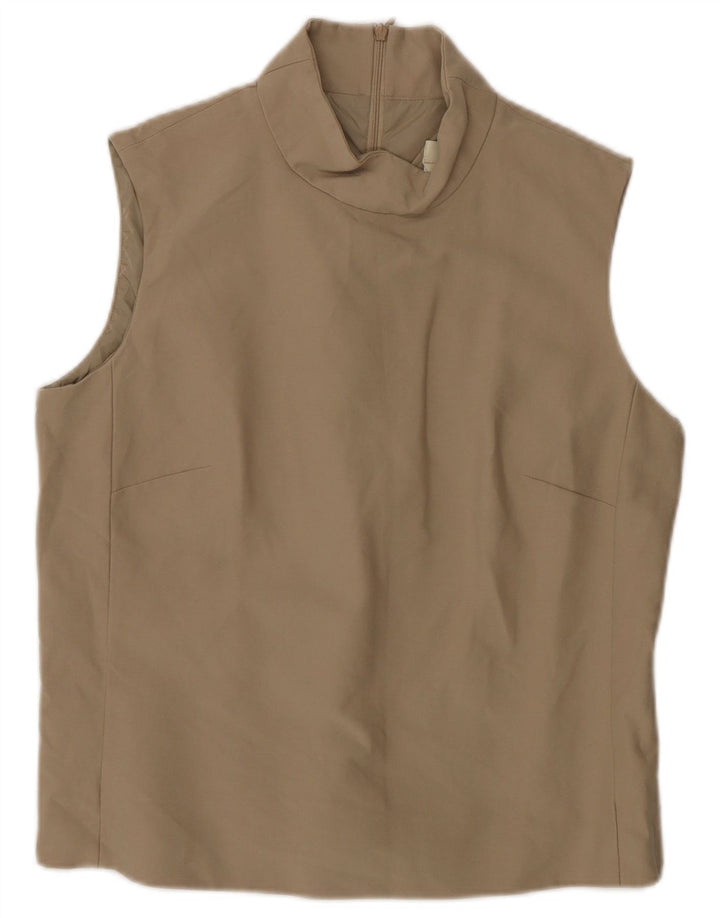 Max Mara Womens Sleeveless Blouse Top UK 10 Small Beige Cotton