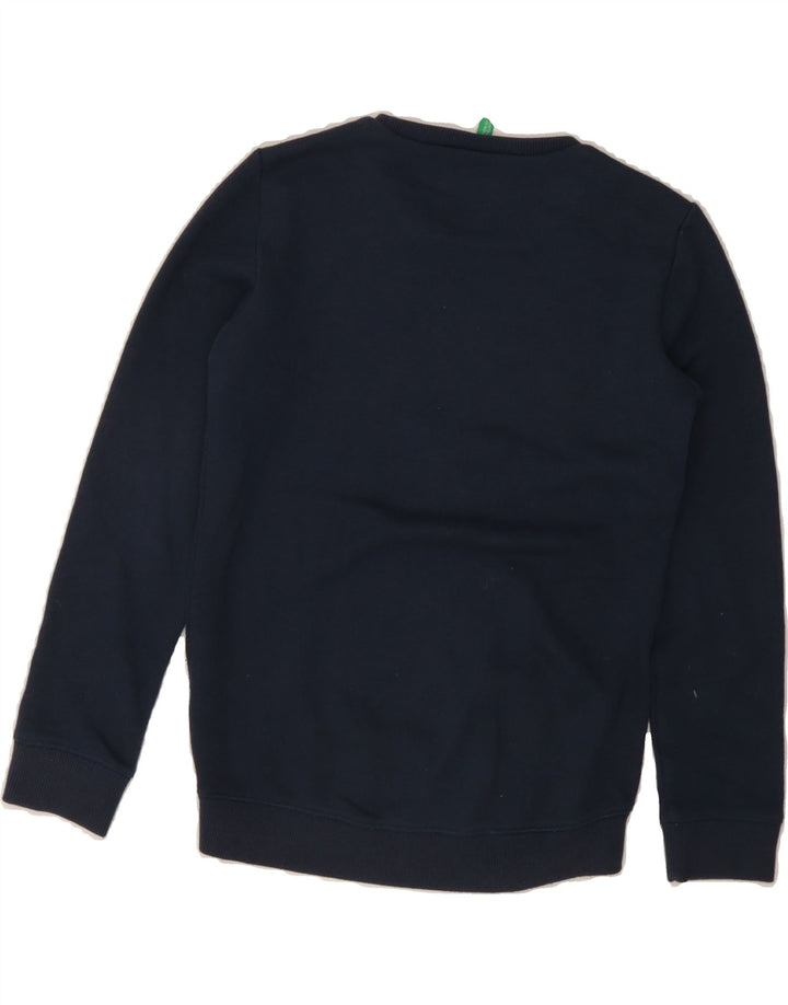BENETTON Girls Graphic Sweatshirt Jumper 7-8 Years Medium Navy Blue Vintage Benetton and Second-Hand Benetton from Messina Hembry 